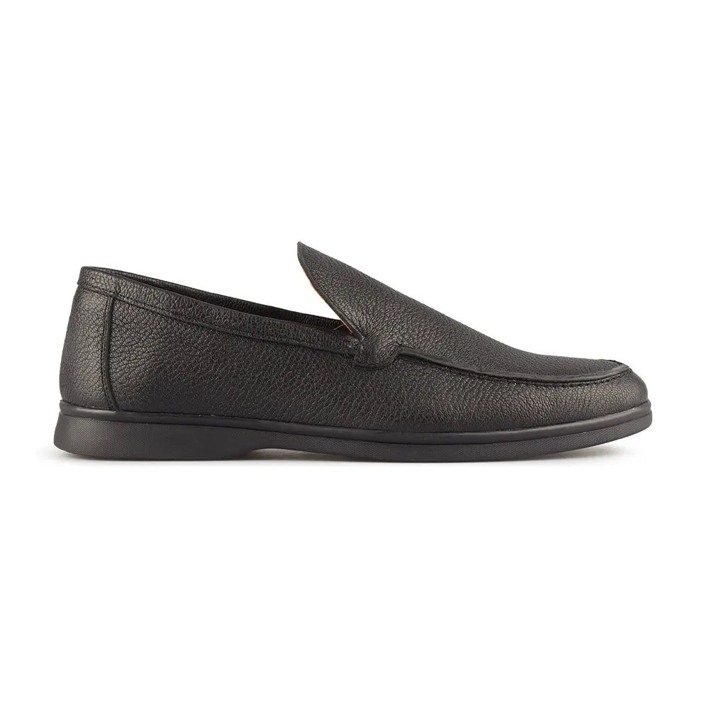 Лоферы Scalo chevro black кожаные