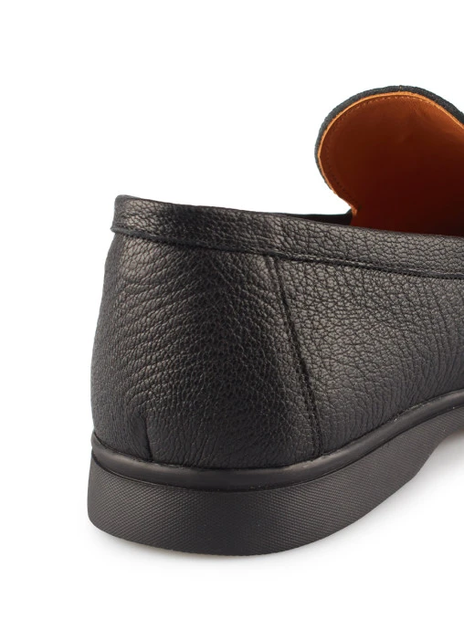 Лоферы Scalo chevro black кожаные PONZA