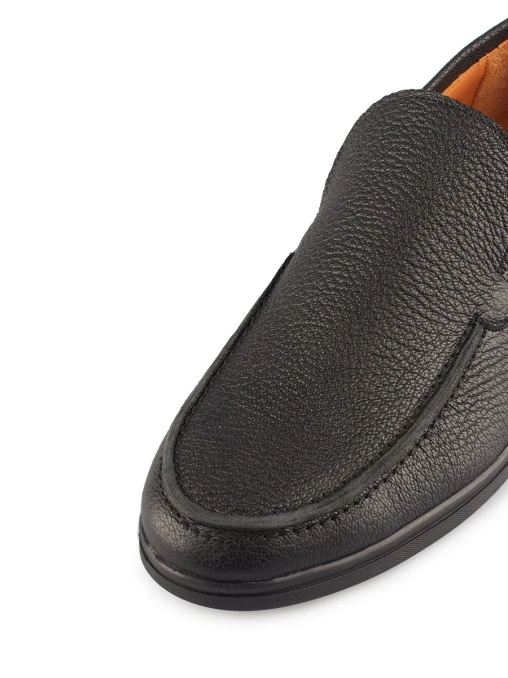 Лоферы Scalo chevro black кожаные PONZA