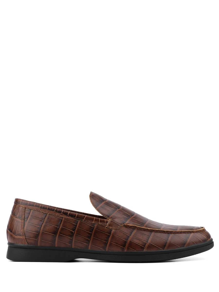 Лоферы Scalo croco brown кожаные