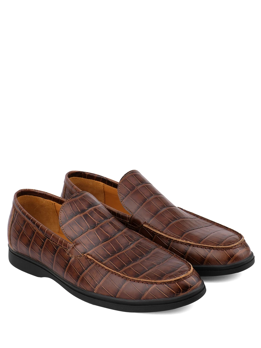 Лоферы Scalo croco brown кожаные