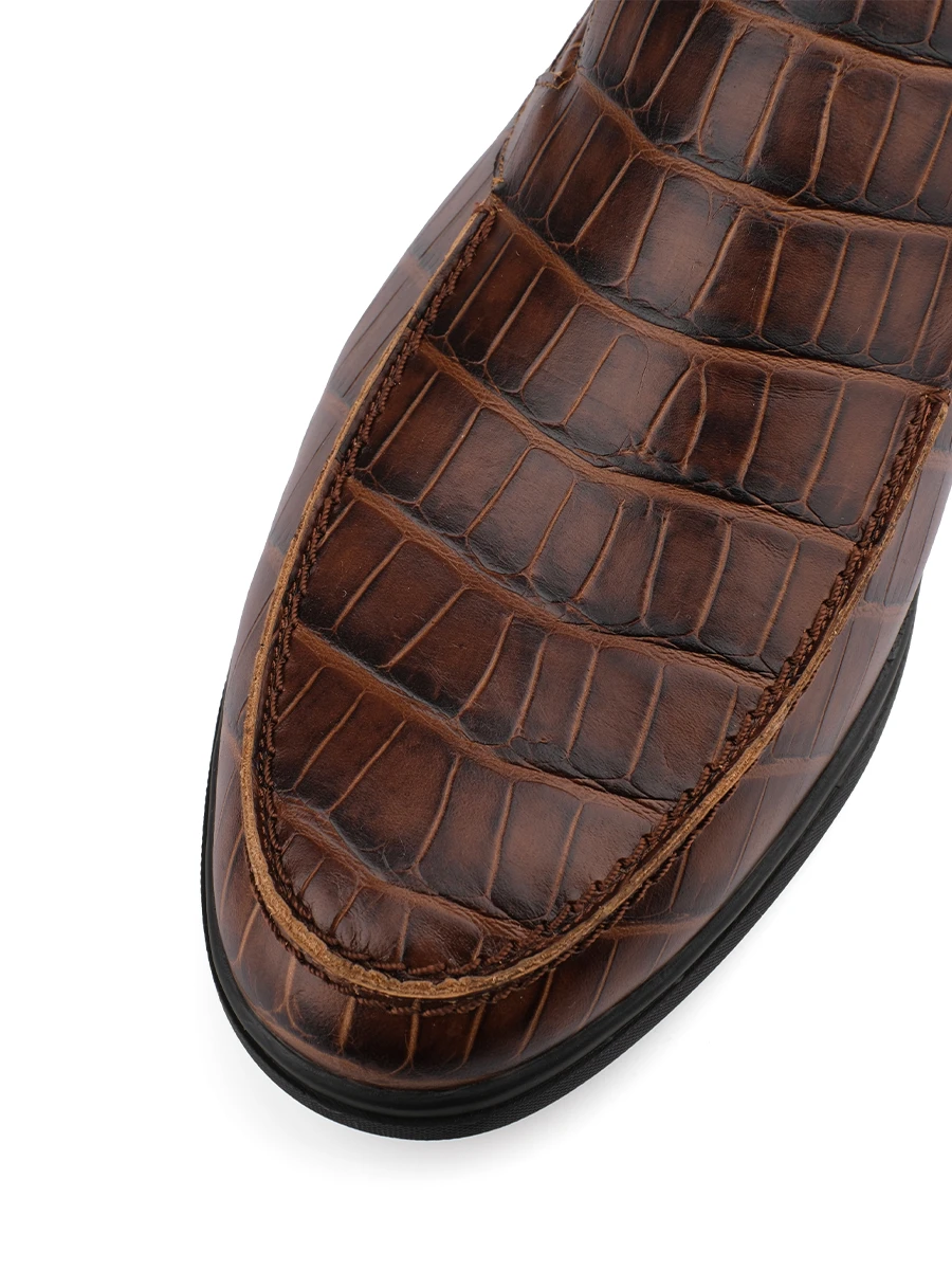 Лоферы Scalo croco brown кожаные