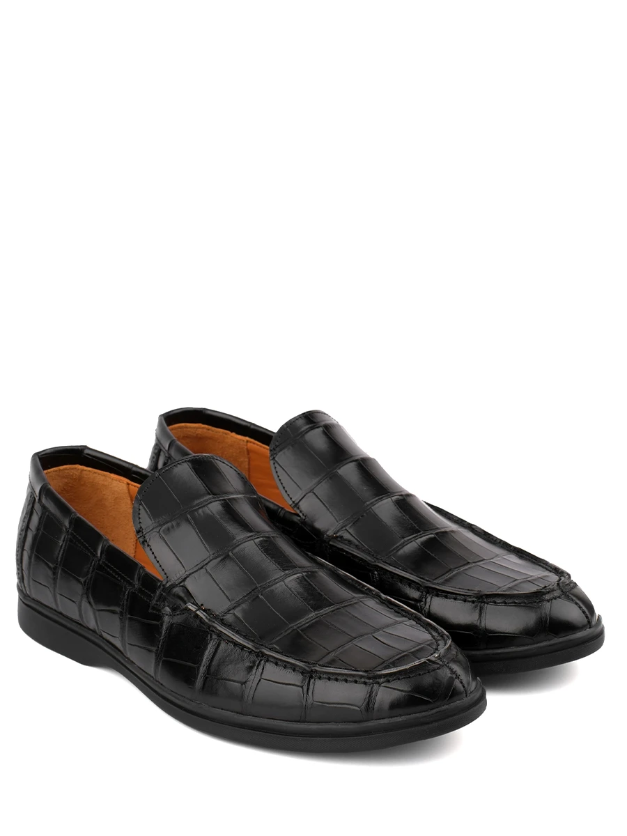 Лоферы Ponza croco black из кожи крокодила