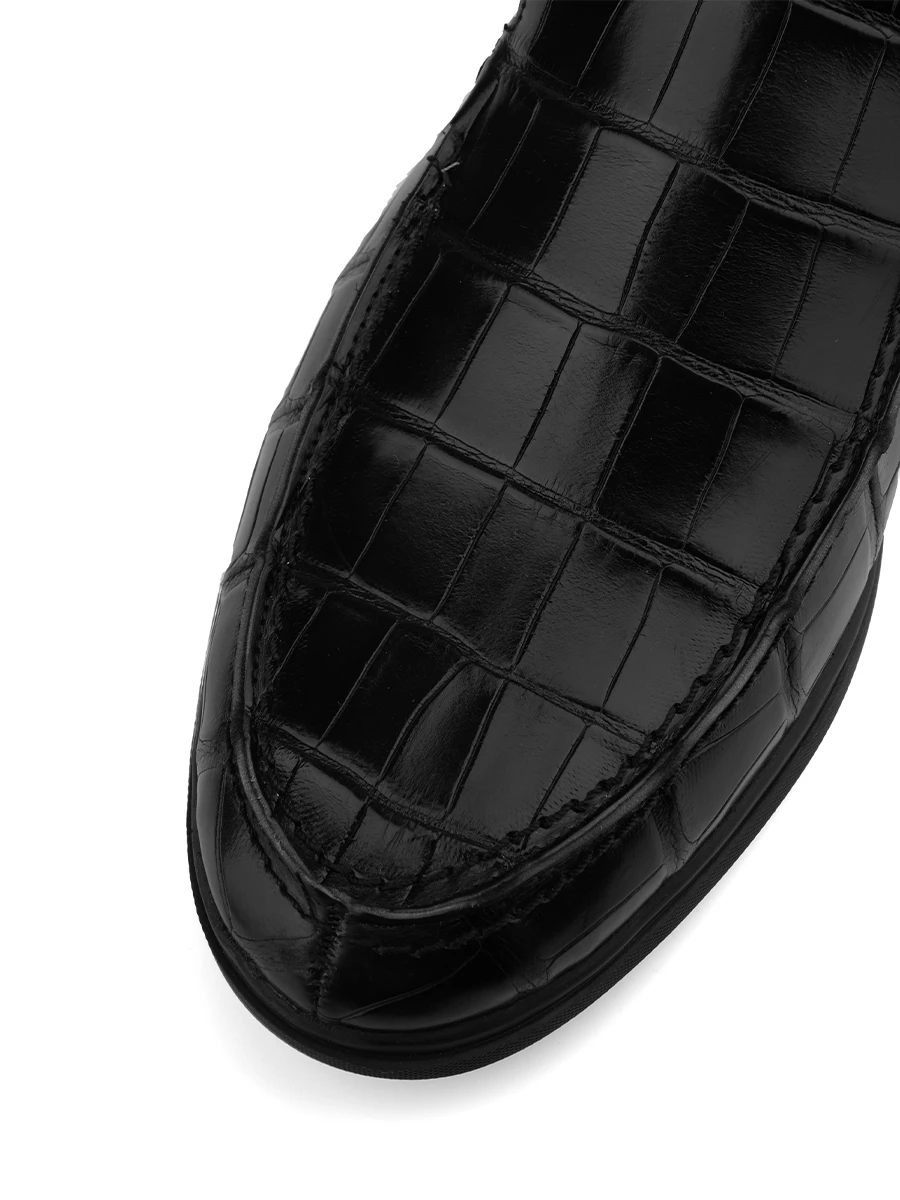 Лоферы Ponza croco black из кожи крокодила