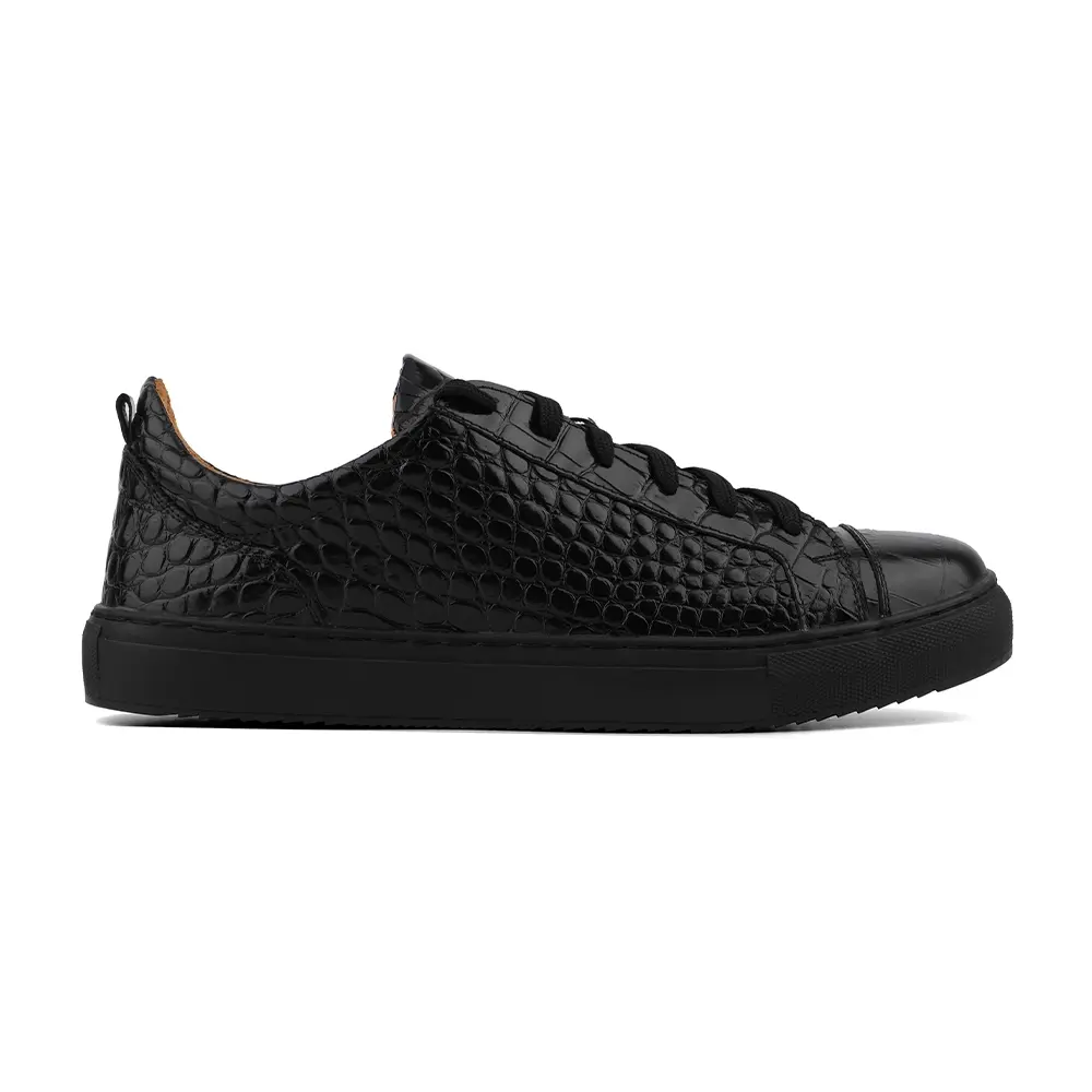 Кеды Cagliari croco black кожаные