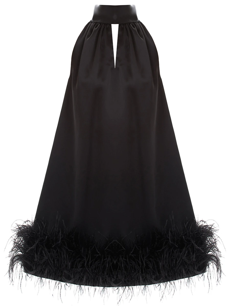 Платье из вискозы с перьями