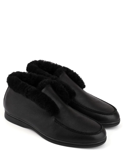 Ботинки Varese black кожаные на меху PONZA