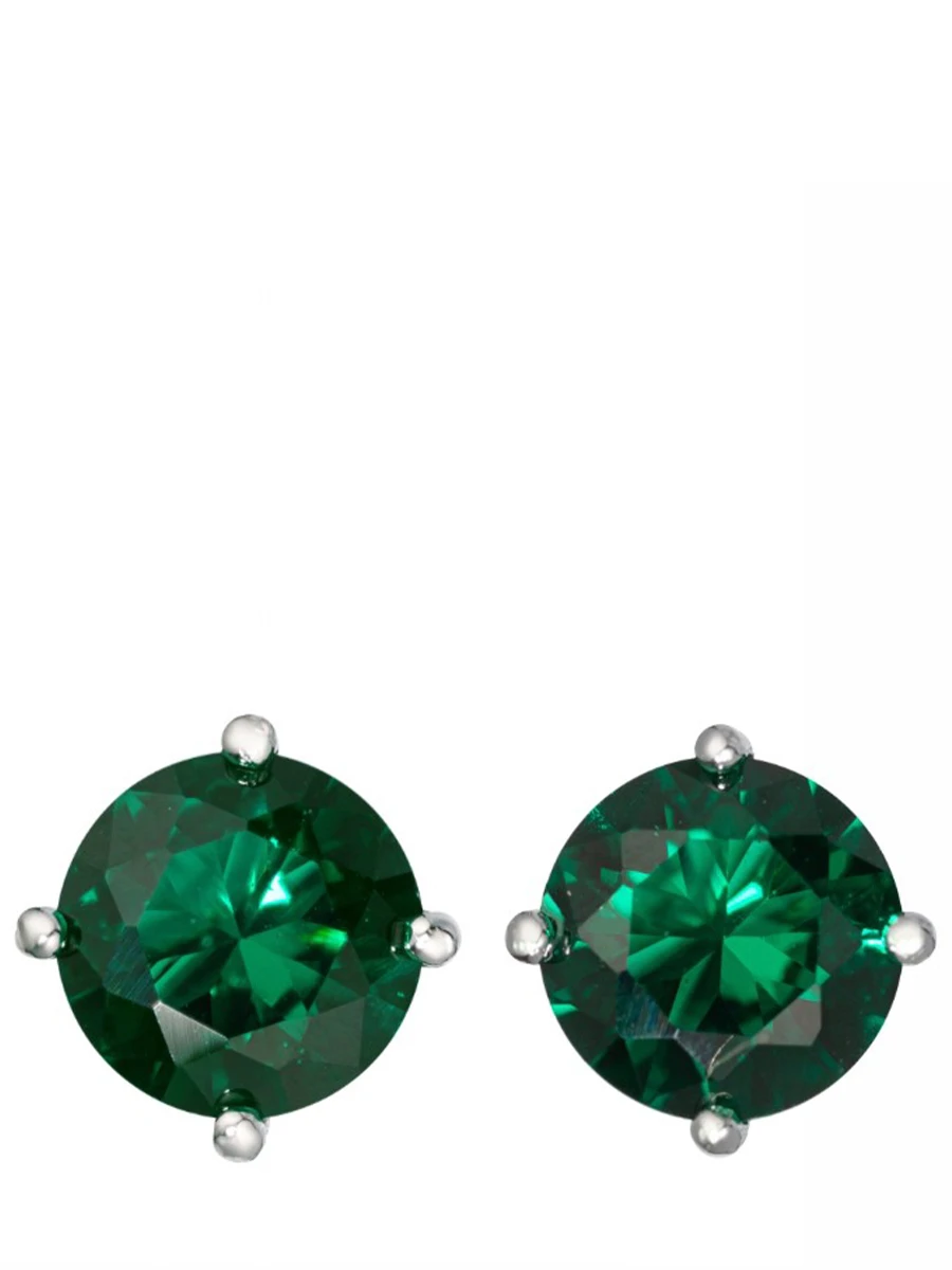 Серьги-пусеты Sparkle Emerald серебряные