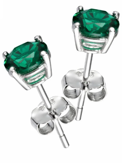 Серьги-пусеты Sparkle Emerald серебряные MENDEL