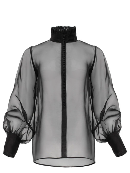 Блуза Orchidee Blouse Noir шелковая YVON