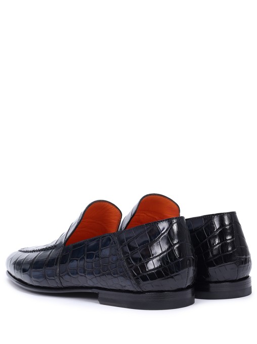 Лоферы из кожи крокодила SANTONI
