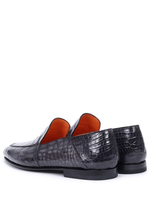 Лоферы из кожи крокодила SANTONI