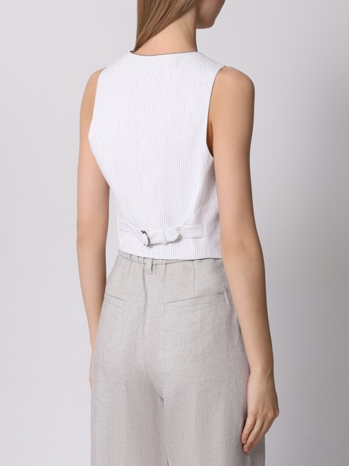 Жилет из хлопка и льна BRUNELLO CUCINELLI