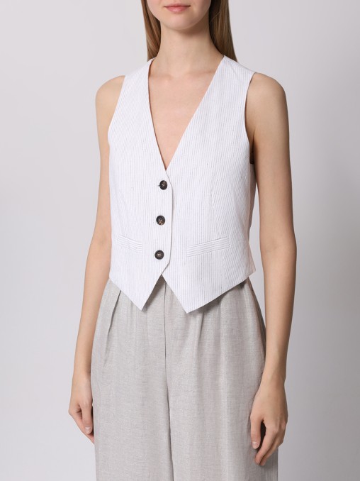 Жилет из хлопка и льна BRUNELLO CUCINELLI