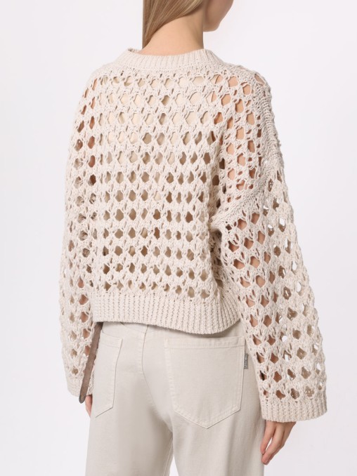Джемпер из джута и хлопка Crop BRUNELLO CUCINELLI
