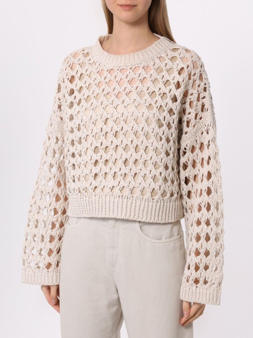 Джемпер из джута и хлопка Crop BRUNELLO CUCINELLI