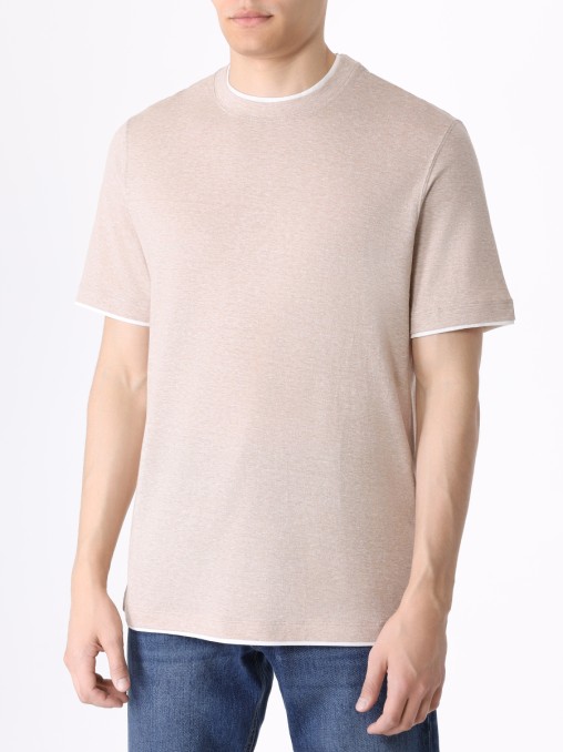 Футболка из хлопка и льна BRUNELLO CUCINELLI
