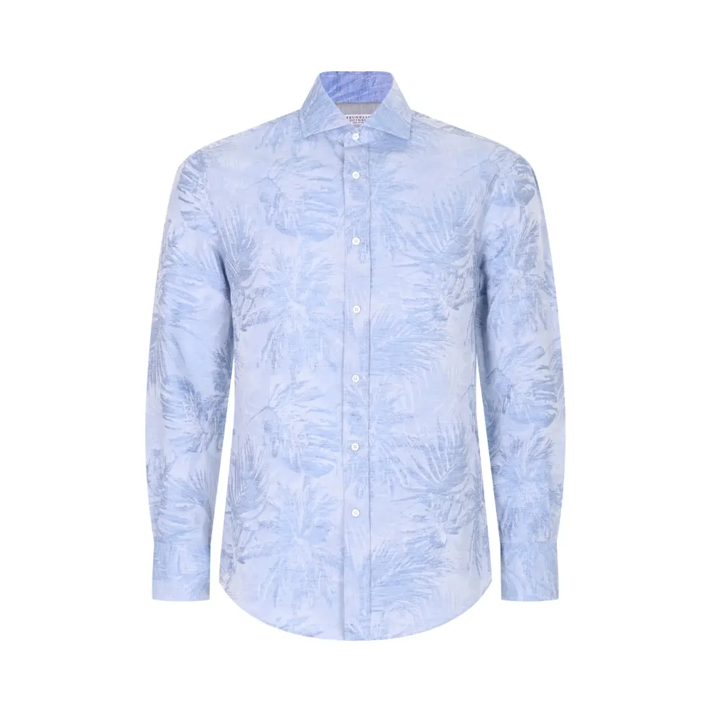 Рубашка Slim Fit из хлопка и льна