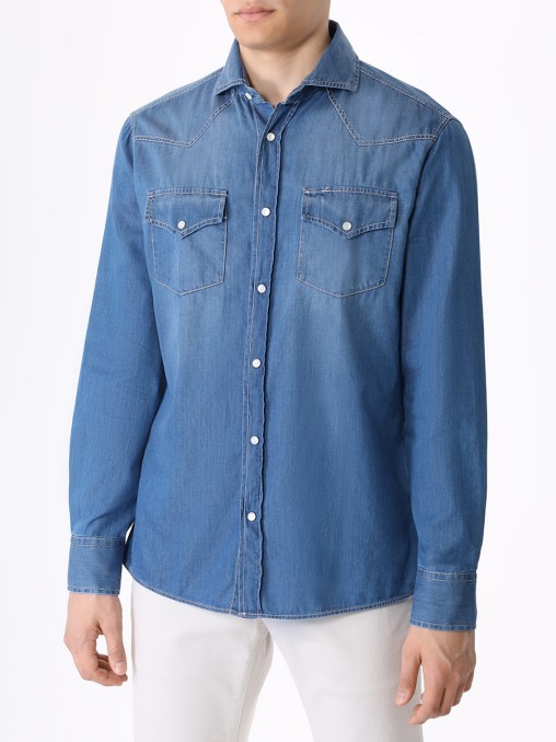 Рубашка Easy Fit джинсовая BRUNELLO CUCINELLI