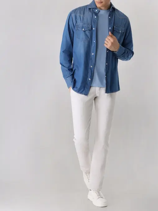 Рубашка Easy Fit джинсовая BRUNELLO CUCINELLI