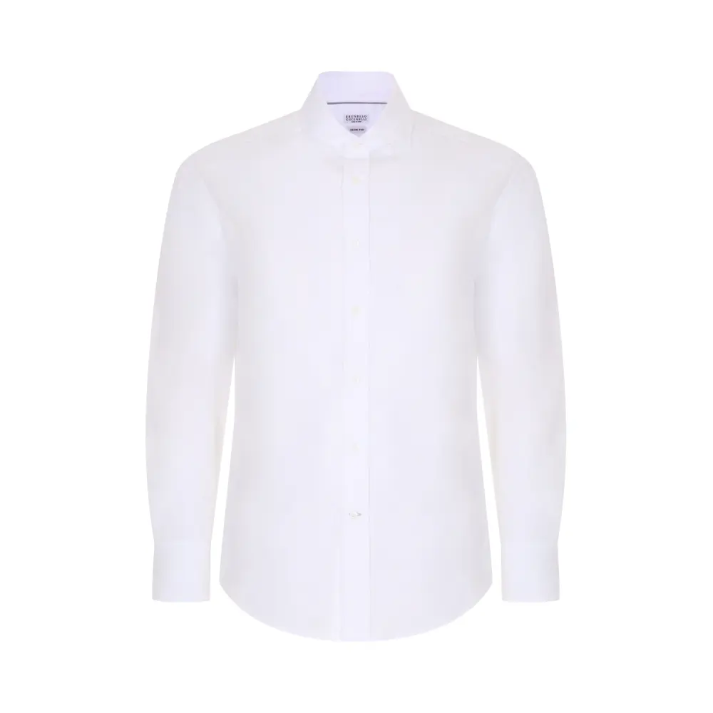 Рубашка Slim Fit из хлопка и льна