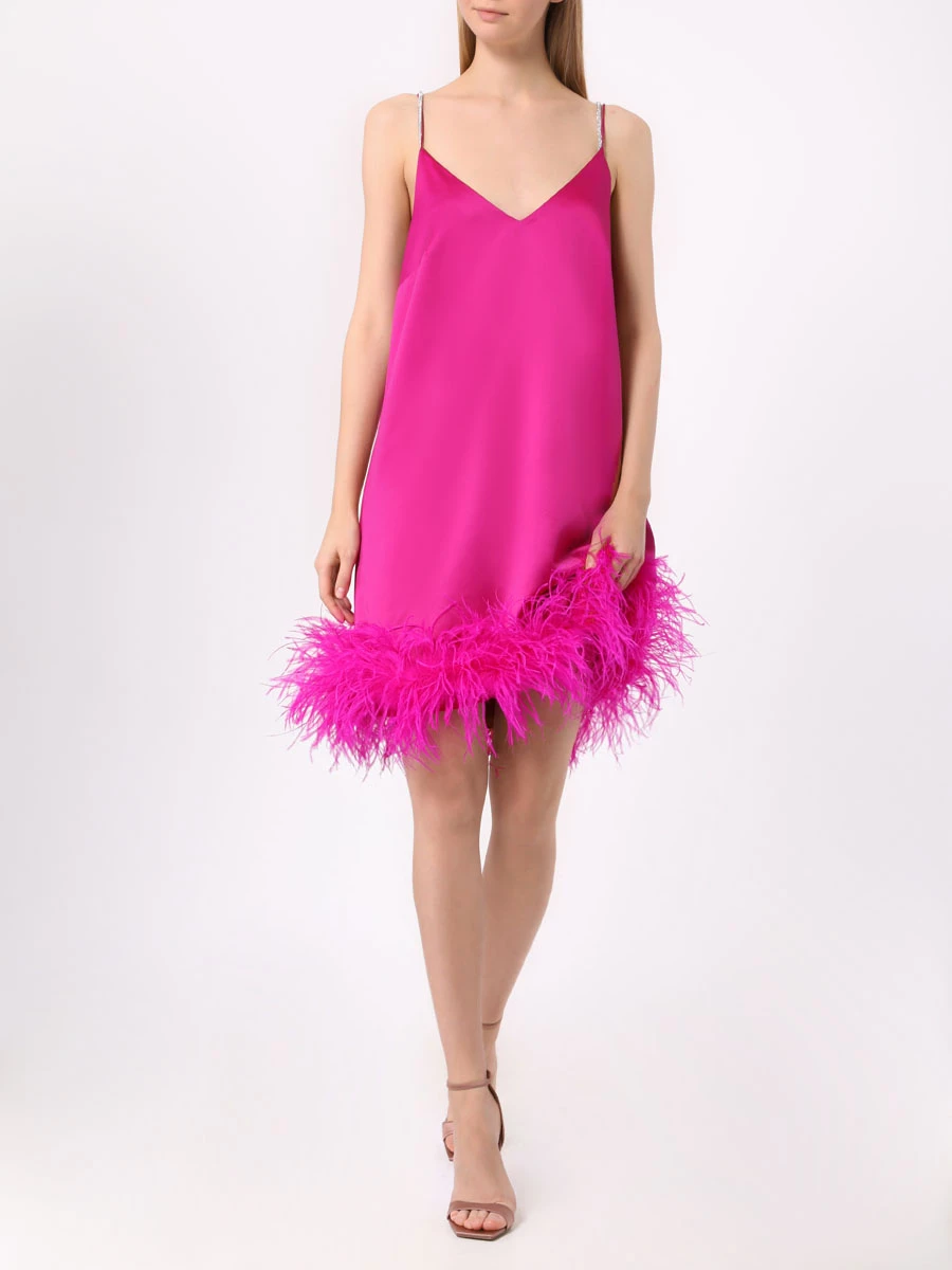 Платье-комбинация с перьями
