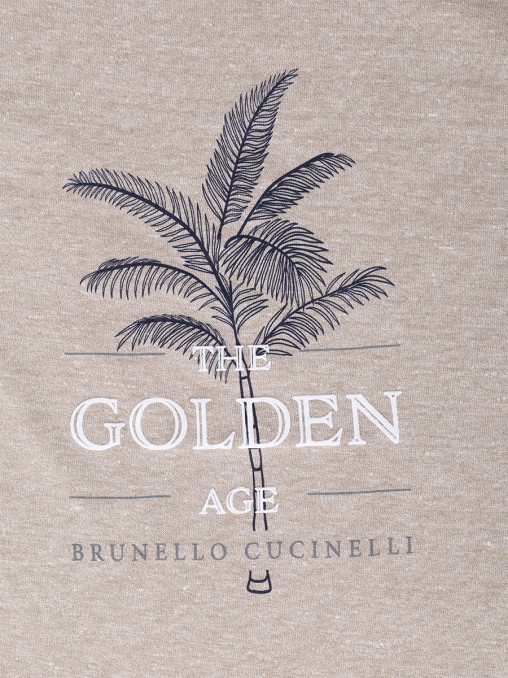 Футболка из хлопка и льна BRUNELLO CUCINELLI