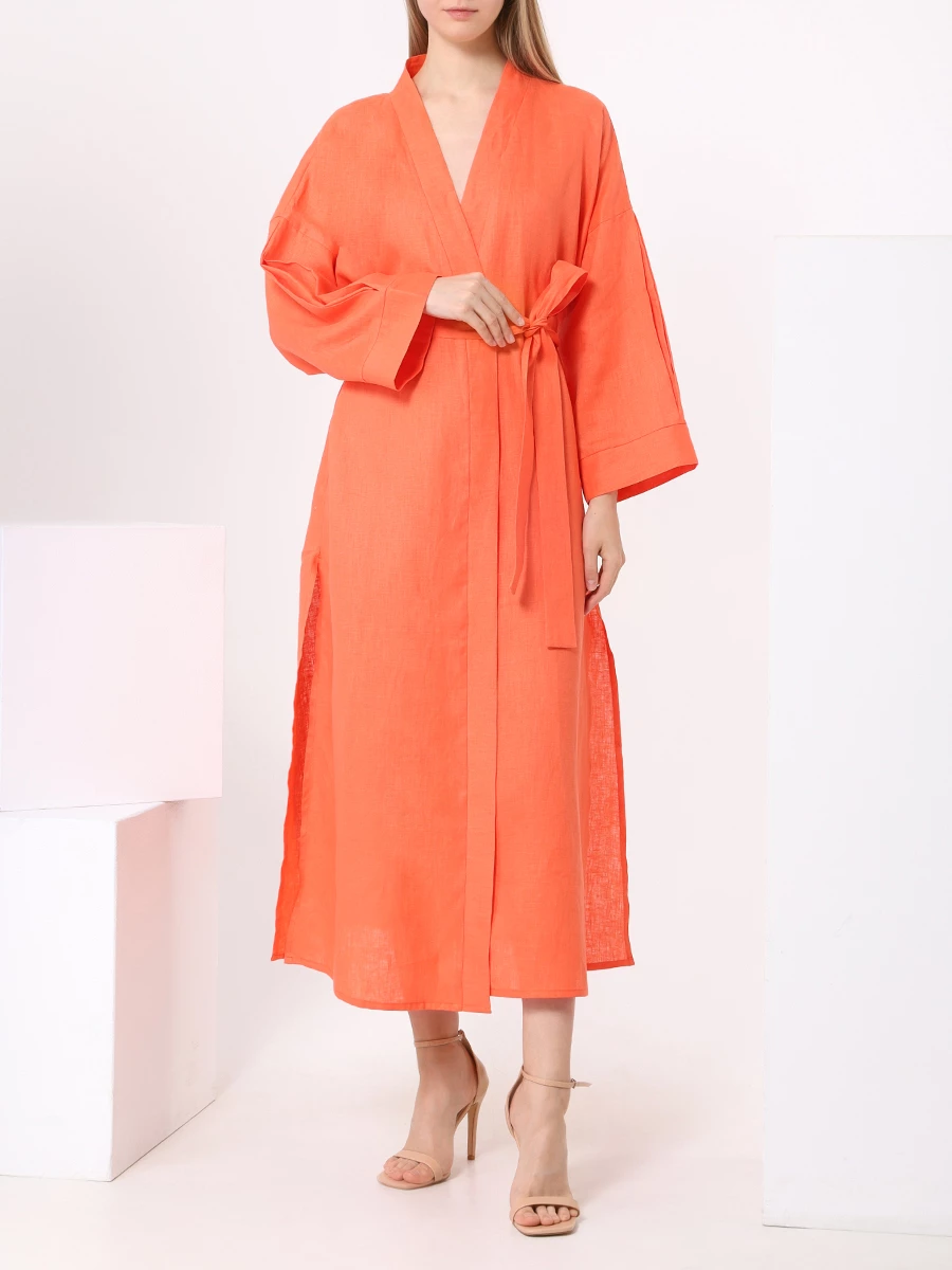Платье-кимоно льняное