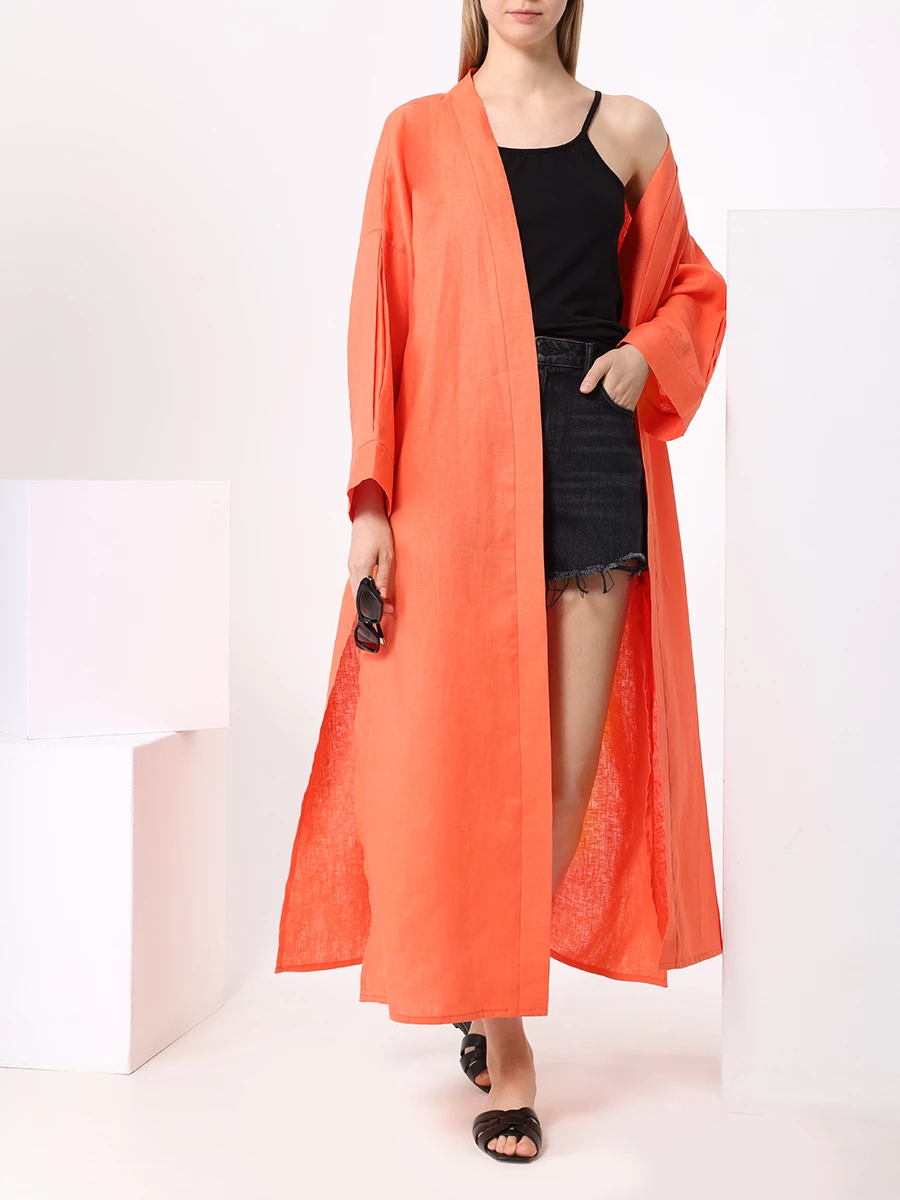 Платье-кимоно льняное