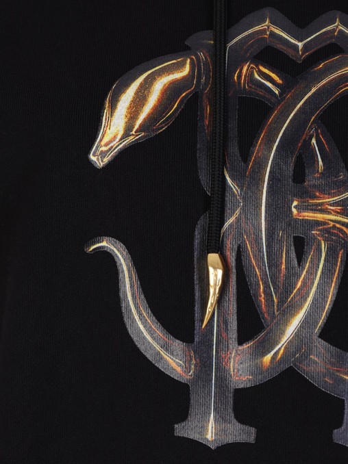 Худи хлопковое с принтом ROBERTO CAVALLI