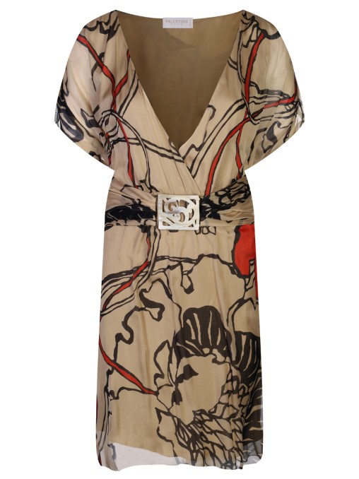 Платье шелковое с принтом VALENTINO