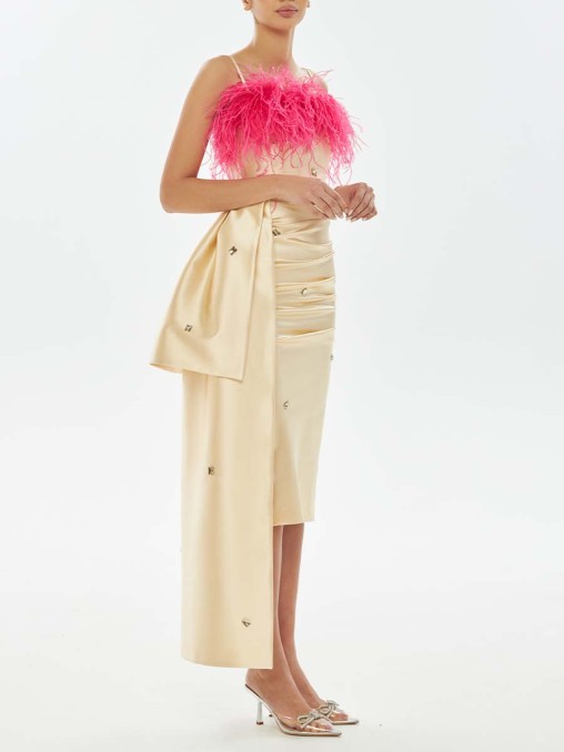 Платье Cocktail midi с перьями WHITE LILY