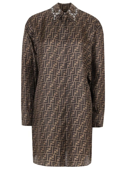 Платье-рубашка шелковое FENDI