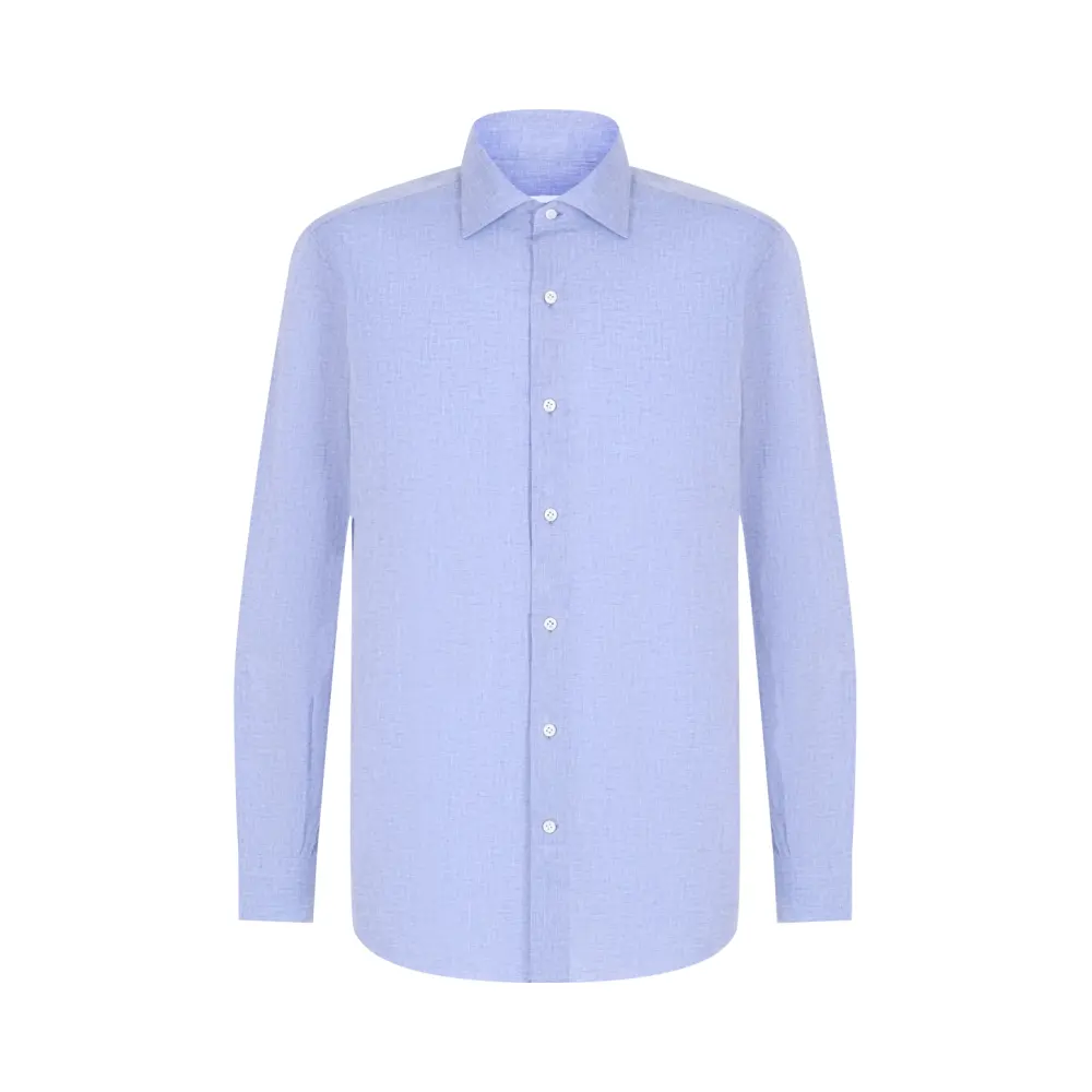 Рубашка Regular Fit из хлопка и льна