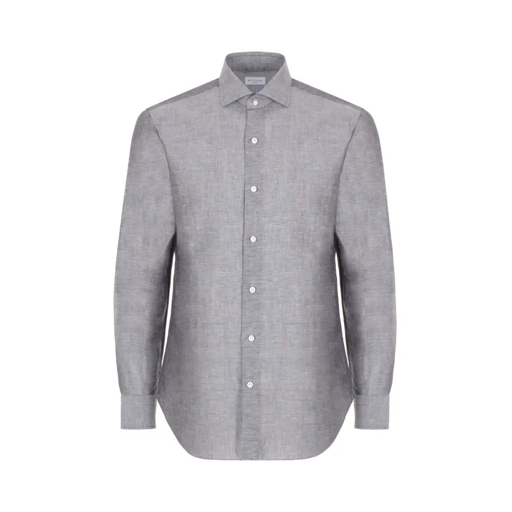 Рубашка Regular Fit из хлопка и льна