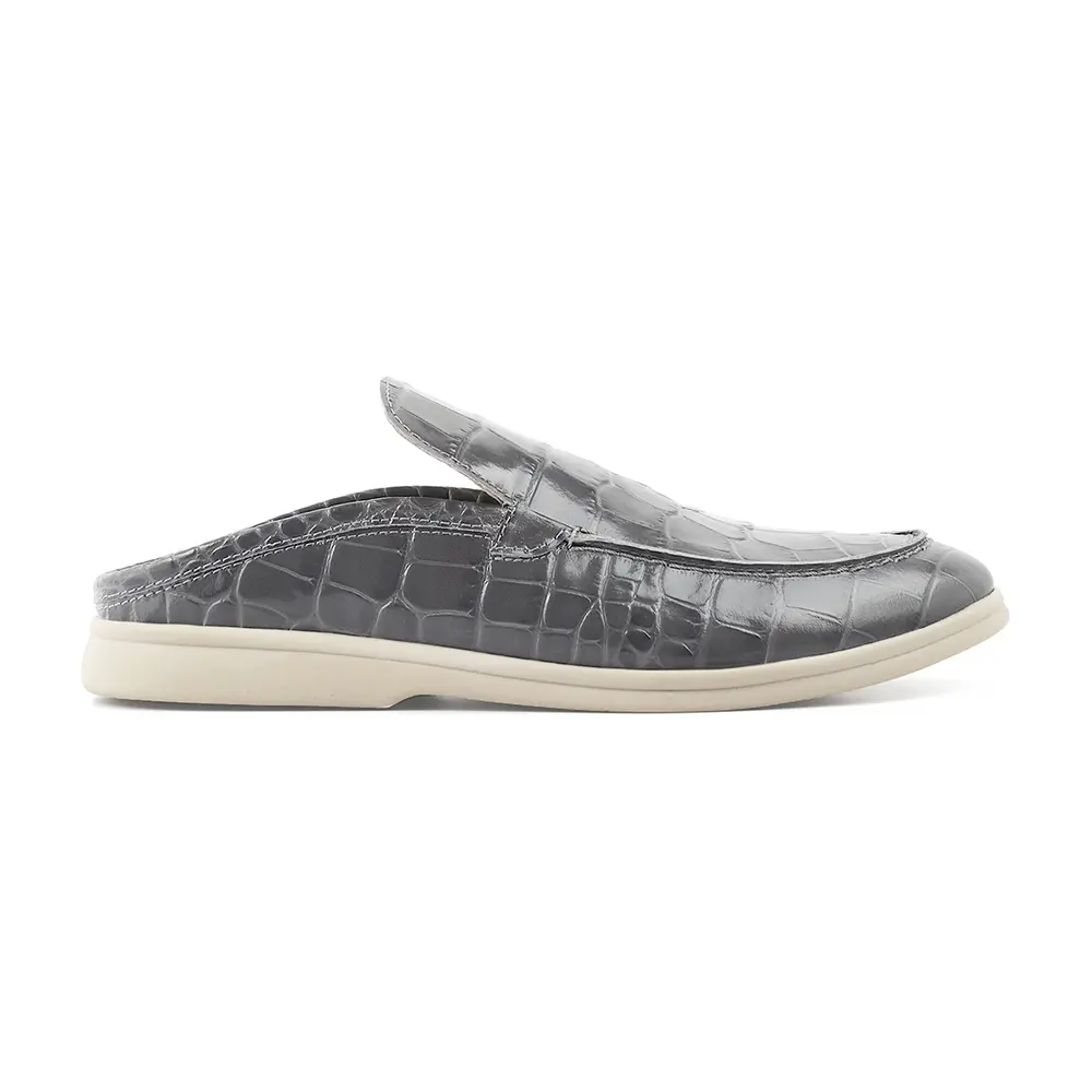 Мюли кожаные Novara gray croco