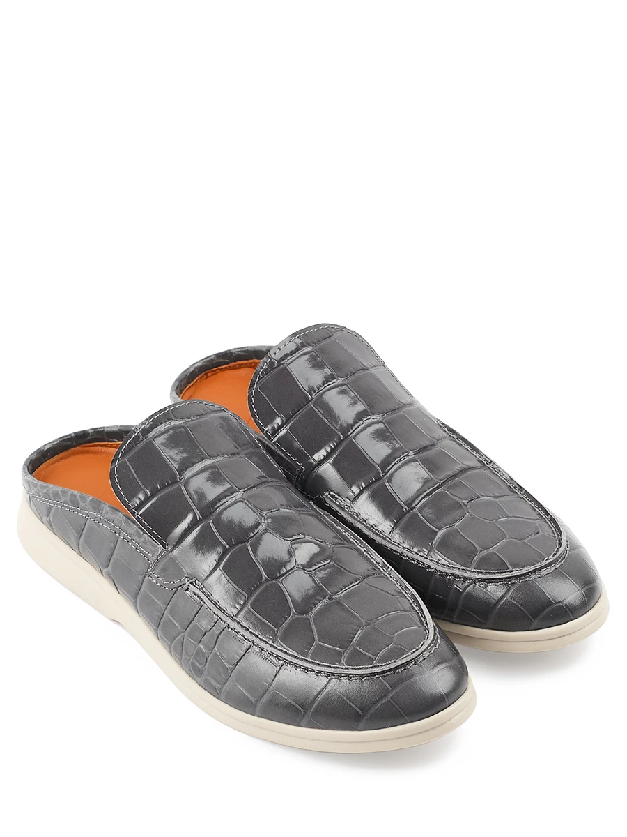 Мюли кожаные Novara gray croco