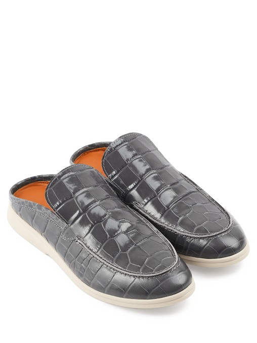 Мюли кожаные Novara gray croco PONZA