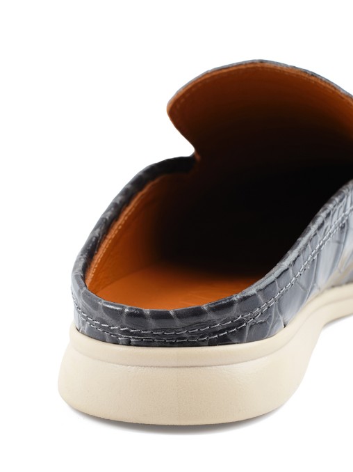 Мюли кожаные Novara gray croco PONZA
