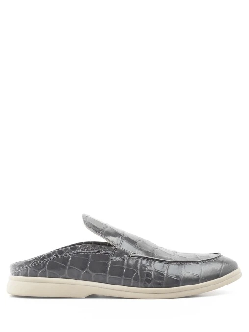 Мюли кожаные Novara gray croco PONZA