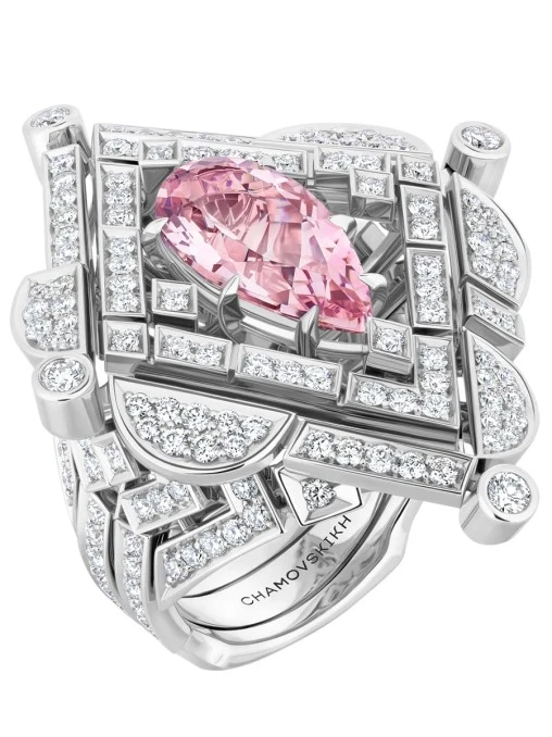 Кольцо из белого золота с морганитом и бриллиантами CHAMOVSKIKH JEWELLERY HOUSE