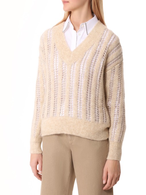 Пуловер Dazzling Net из шерсти и мохера BRUNELLO CUCINELLI