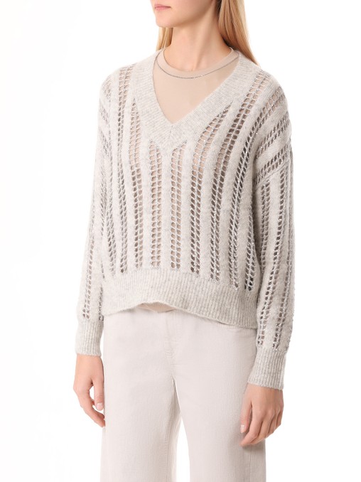 Пуловер Dazzling Net из шерсти и мохера BRUNELLO CUCINELLI
