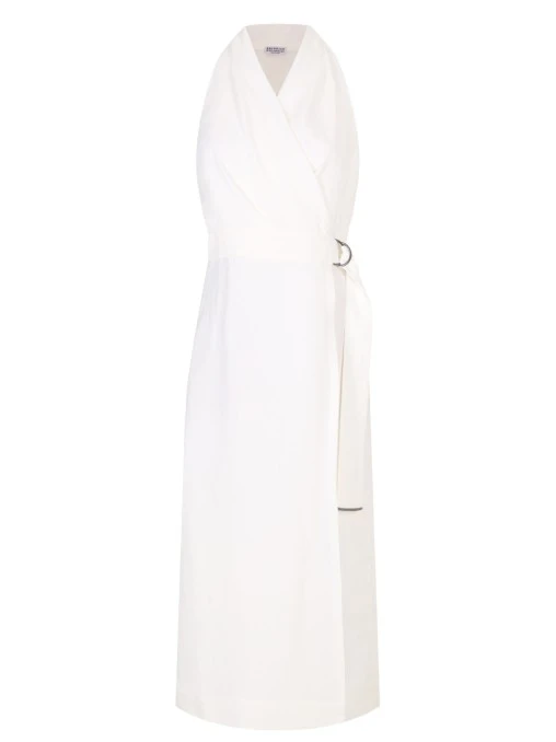 Платье из вискозы и льна BRUNELLO CUCINELLI