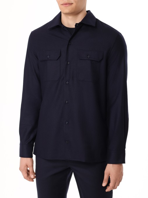 Рубашка Regular Fit шерстяная BRUNELLO CUCINELLI