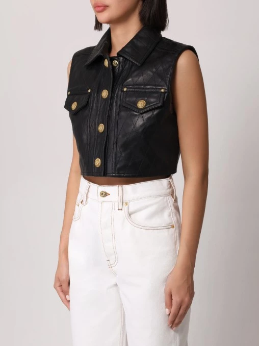 Жилет кожаный BALMAIN