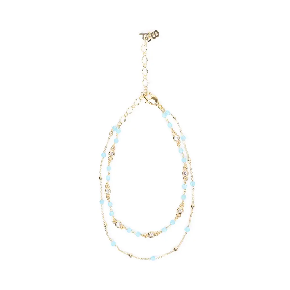 Анклет двойной Blue из камня кошачий глаз