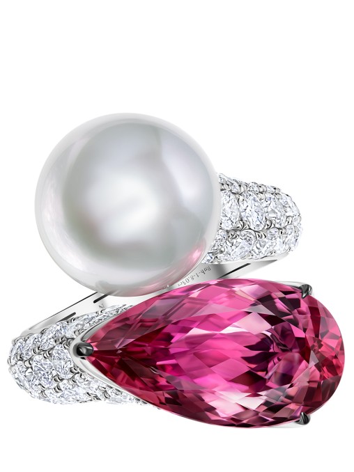 Кольцо с турмалином рубеллитом, жемчугом и бриллиантами CHAMOVSKIKH JEWELLERY HOUSE