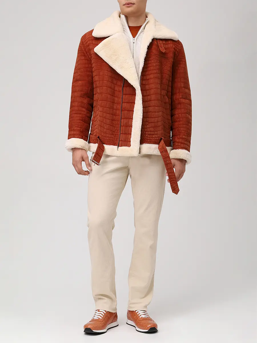 Куртка из кожи крокодила на меху