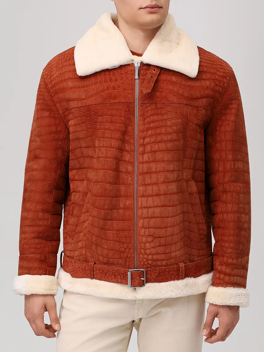 Куртка из кожи крокодила на меху